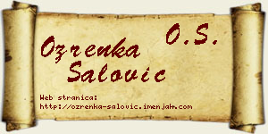 Ozrenka Šalović vizit kartica